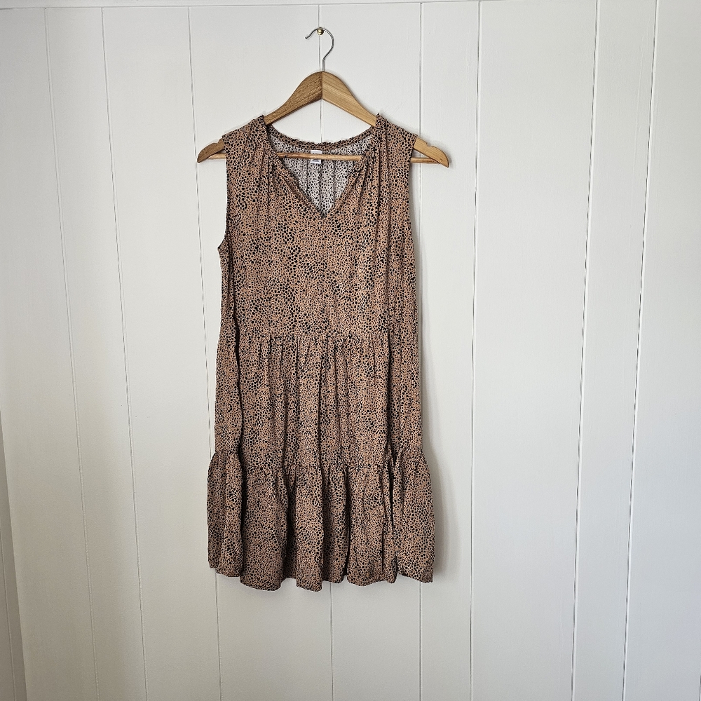 Printed Tiered Sleeveless Swing Dress Old Navy Leopard Print Summer Medium